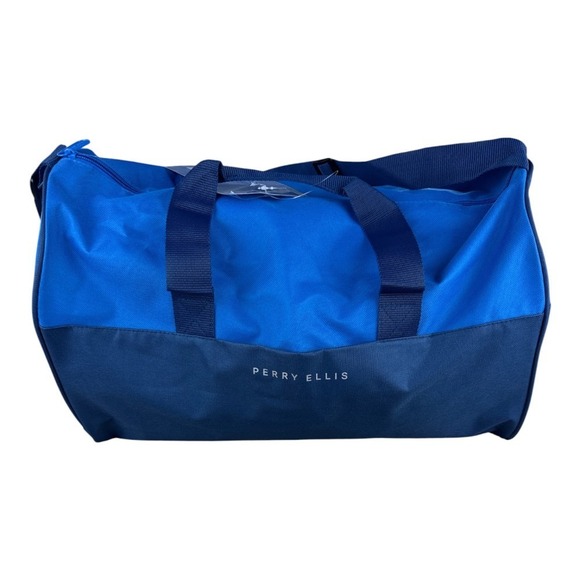 Perry Ellis Other - Perry Ellis Mens Blue Duffle Bag Travel Gym Weekender with Side Shoe Storage NEW